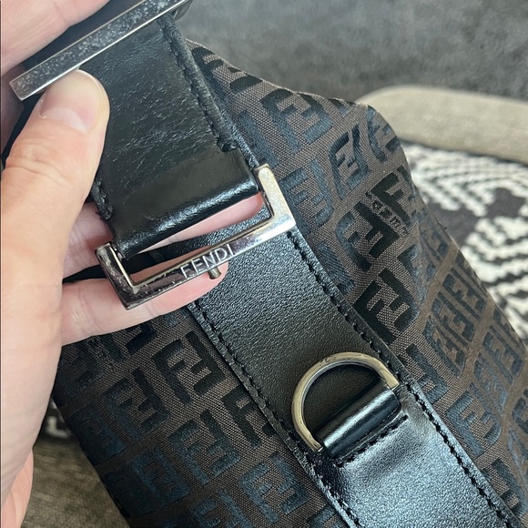 Fendi Brown FF Monogram Shoulder Bag with Black Strap - Picture 15 of 16